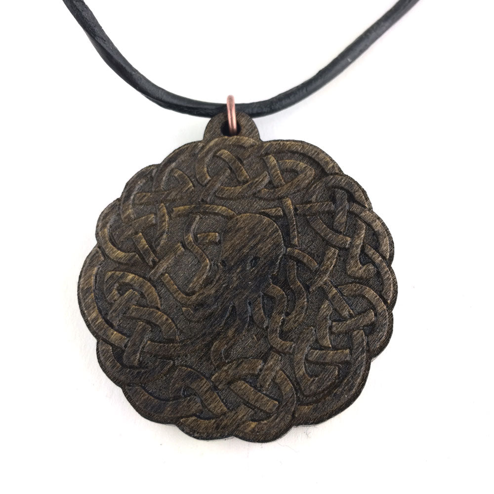 Cthulhu Knot Wooden Pendant