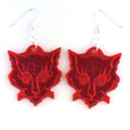 Cats of Ulthar red mirrored acrylic earrings