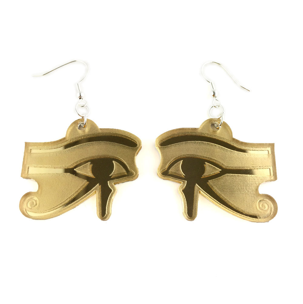 Eye of Horus earrings - mirrored gold acrylic