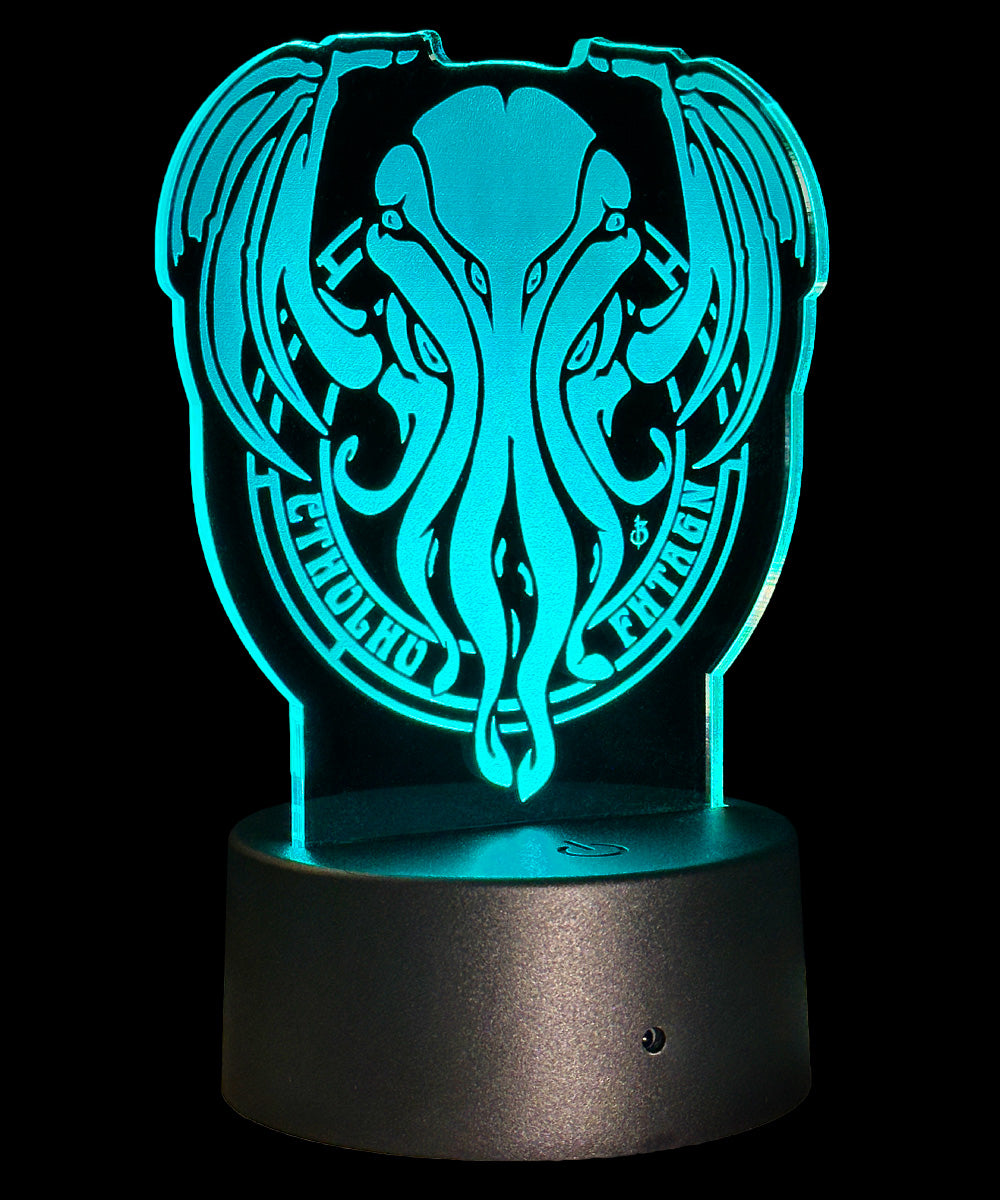 Cthulhu Fhtagn etched color changing LED light