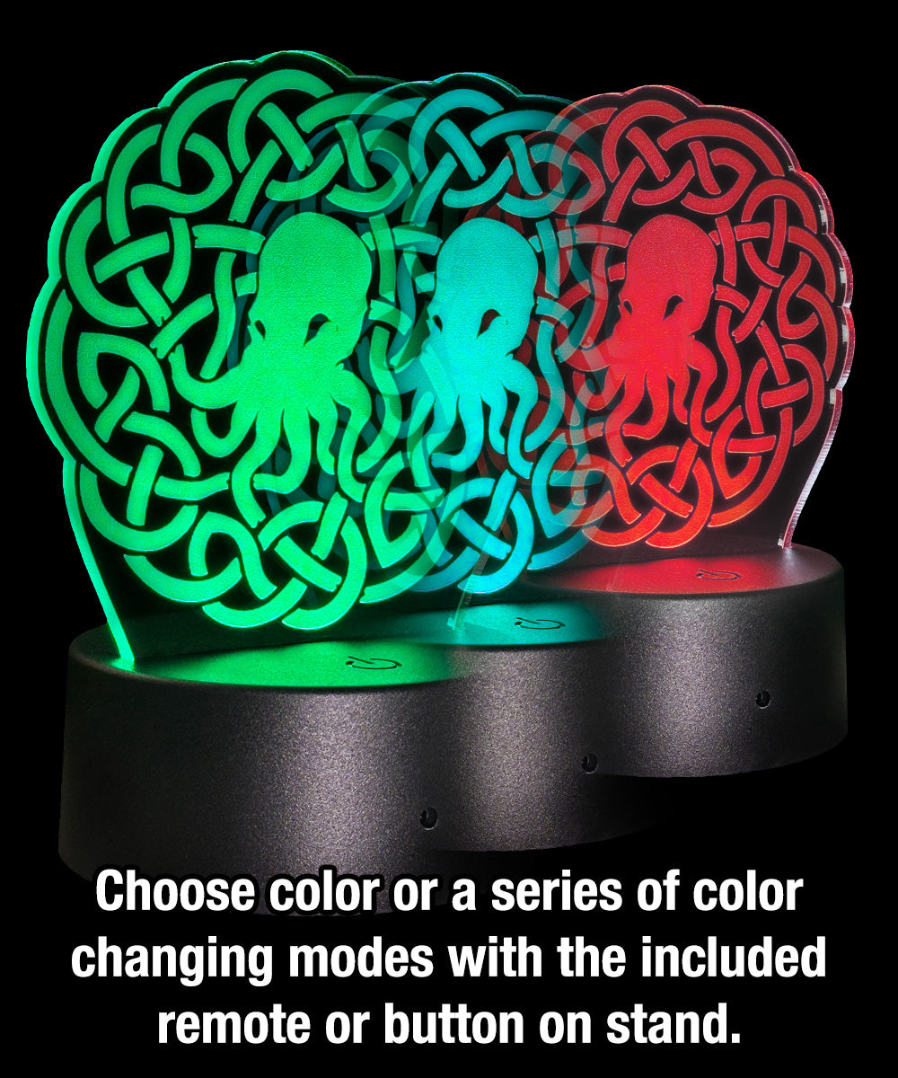 Cthulhu Celtic Knot etched color changing LED light