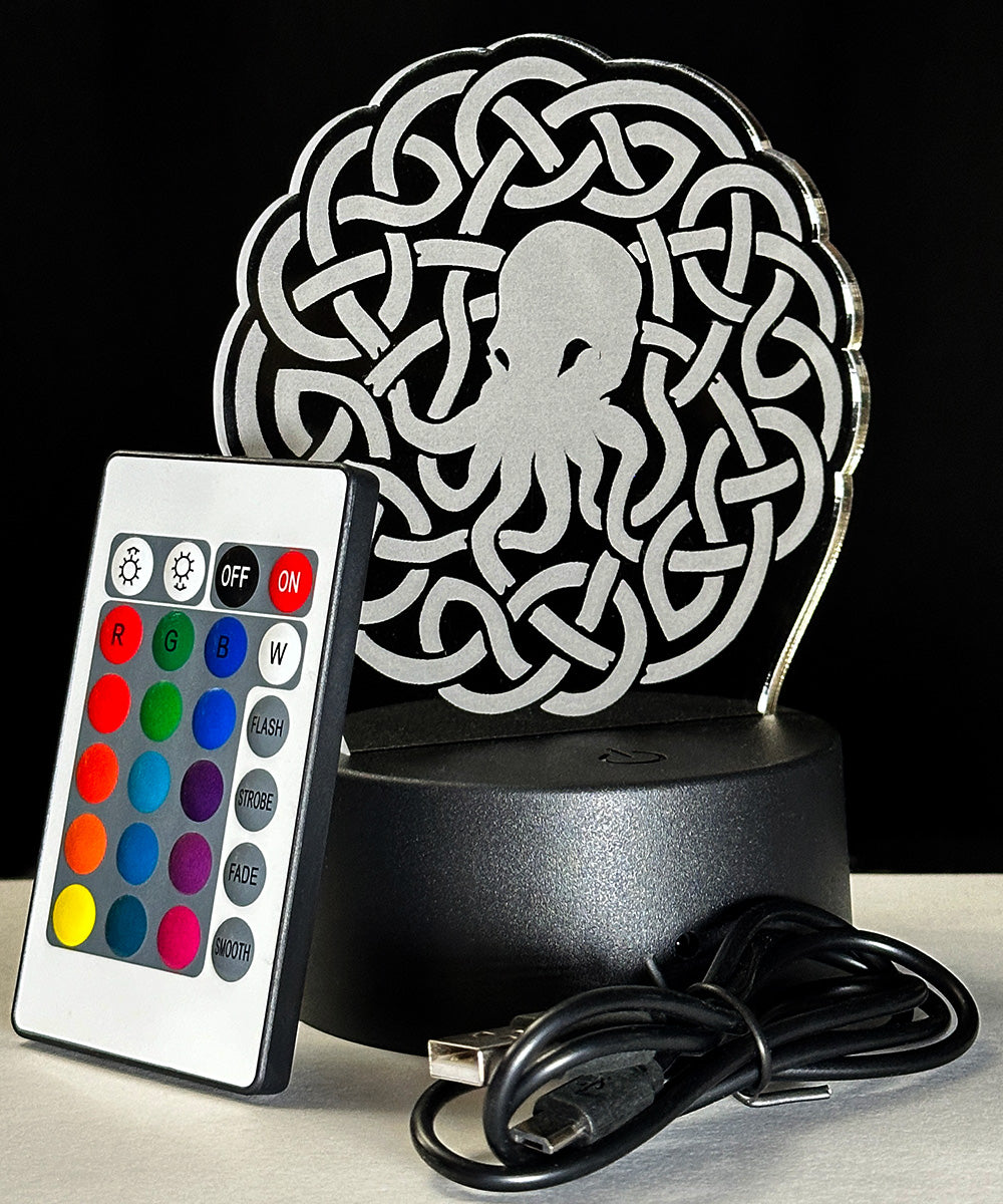 Cthulhu Celtic Knot etched color changing LED light