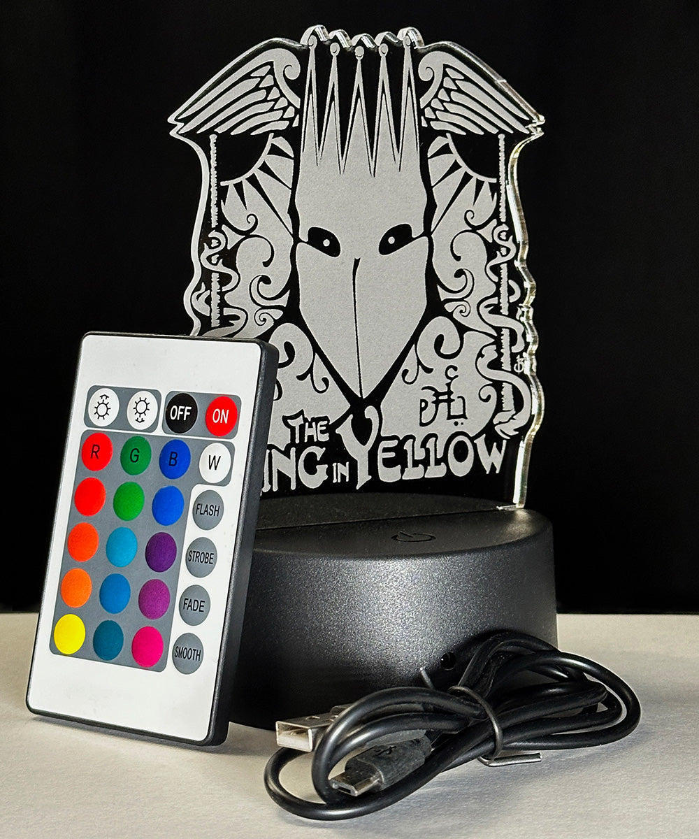 King in Yellow etched color changing LED light