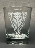 Metal Cthulhu etched tumbler glass