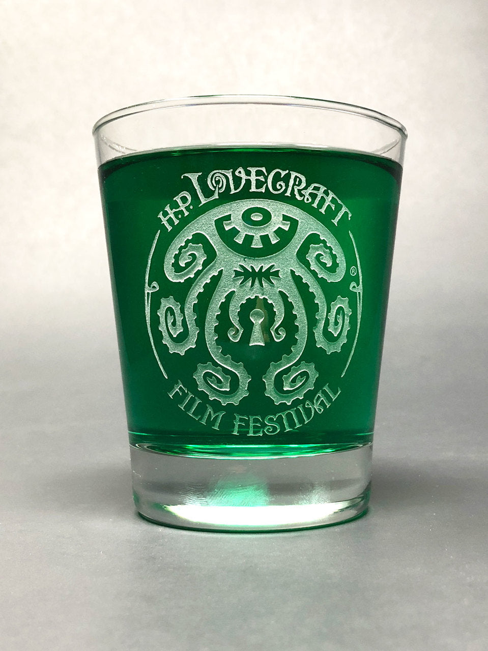 H. P. Lovecraft Film Festival Logo Rocks Glass