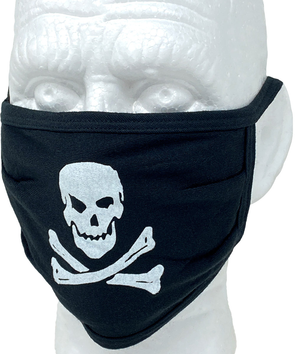 Jolly Roger skull and crossbones 3-ply reusable cotton face mask