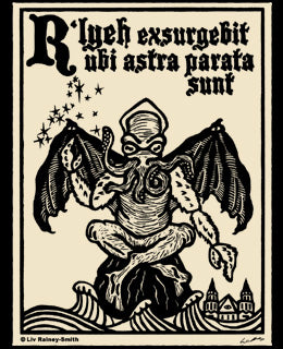 R'lyeh Rising - Cthulhu woodcut shirt