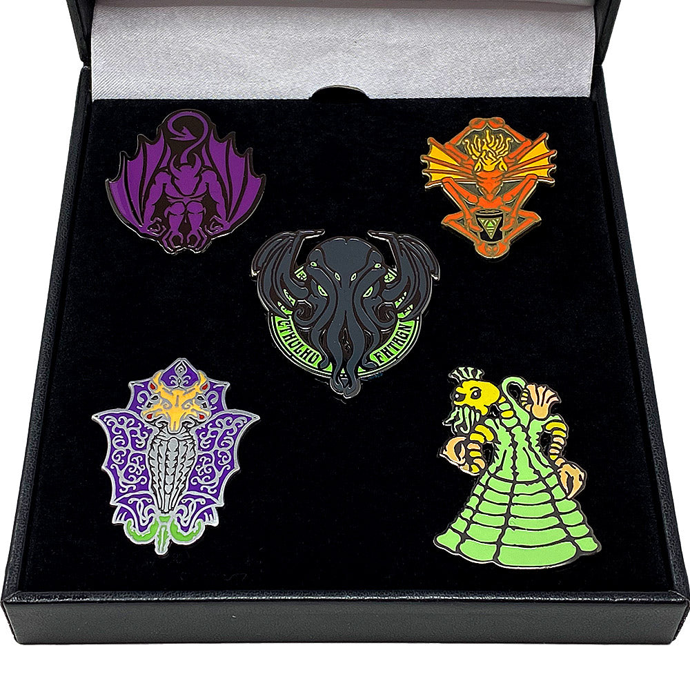 Deluxe Set of 5 Cthulhu Mythos Monster enamel pins