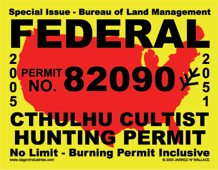 Cthulhu Cultist Hunting Permit (STICKER)